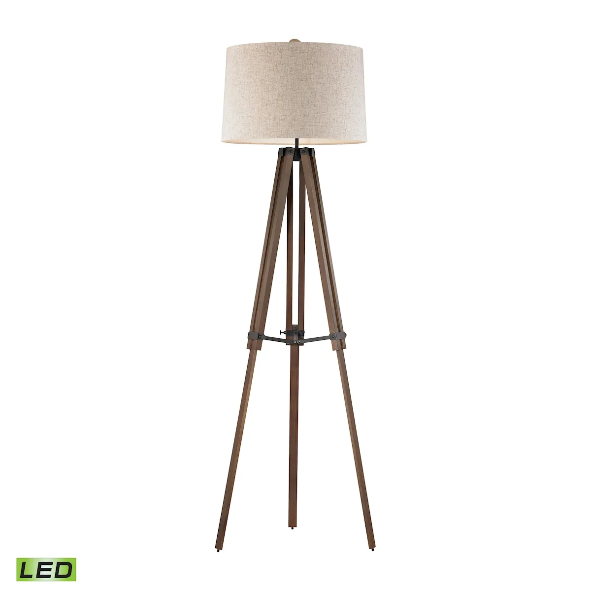 Wooden Brace 62" High 1-Light Floor Lamp - Black