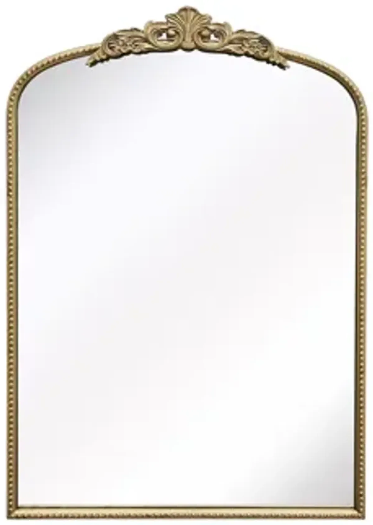 36" Fleur Applique Arch Mirror, Gold Wb