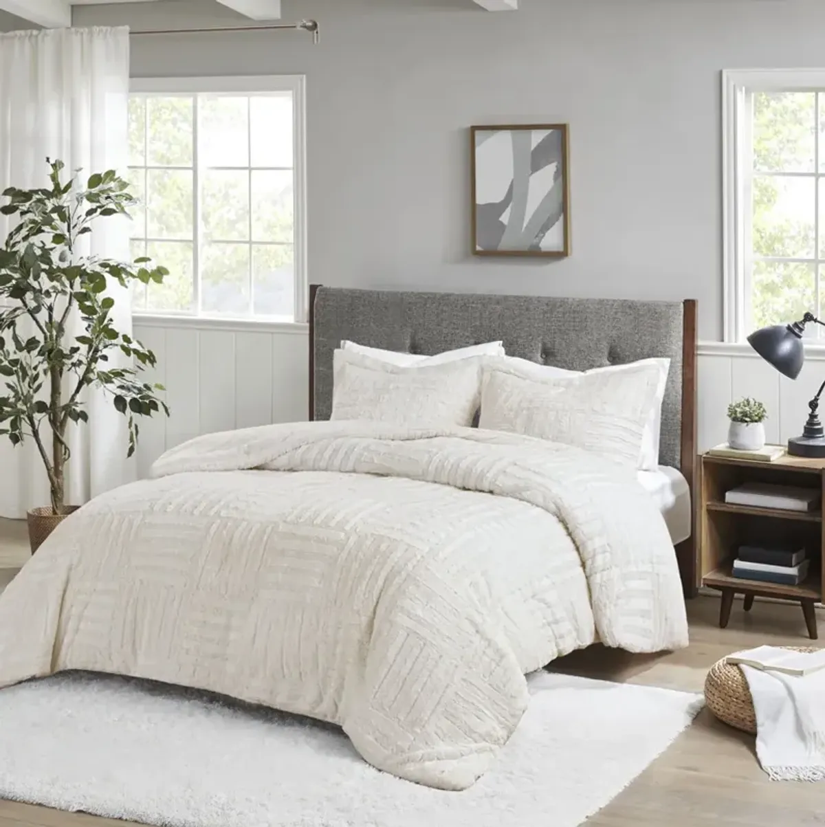 Madison Park Arctic Ivory Fur Down Alternative Comforter Mini Set