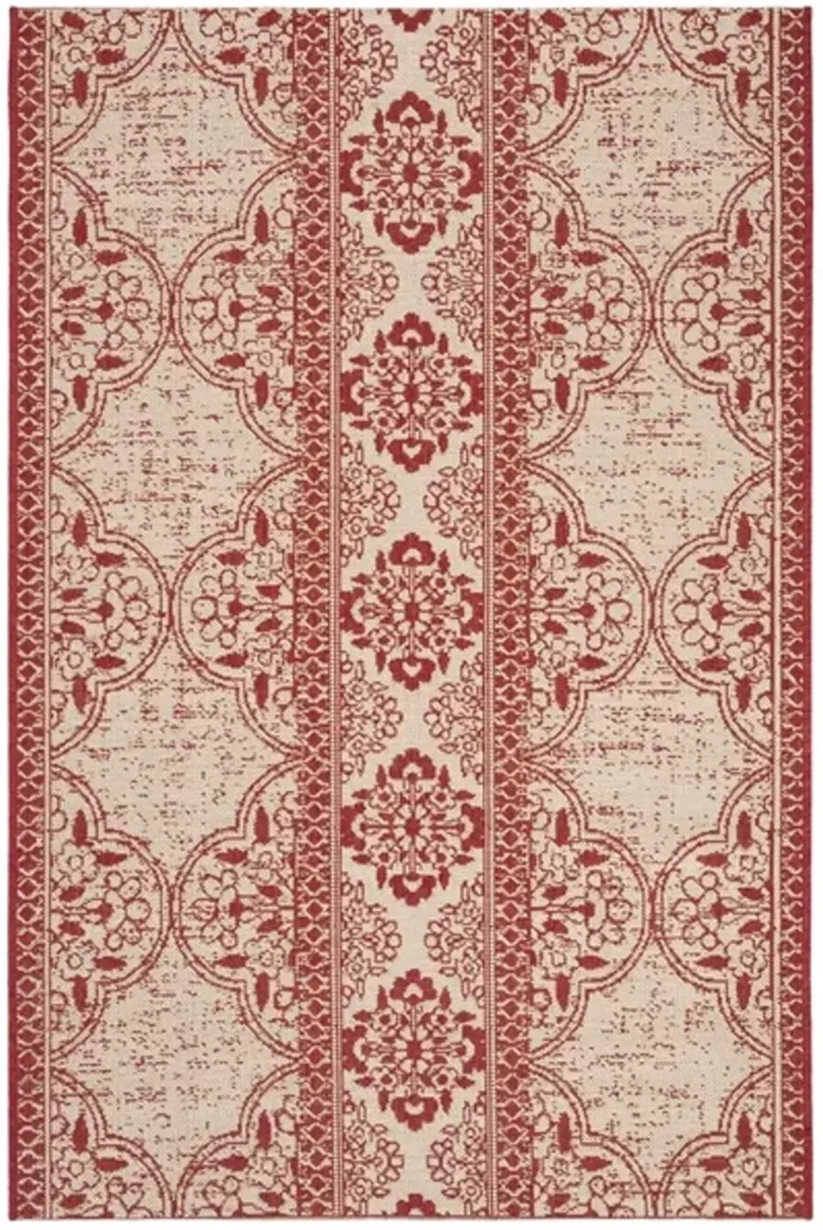 Safavieh BEACH HOUSE Collection BHS174Q-6SQ Red / Creme 6'-7" X 6'-7" Square