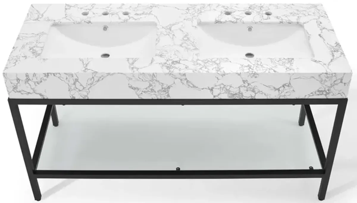 Kingsley 60" Black Stainless Steel Bathroom Vanity