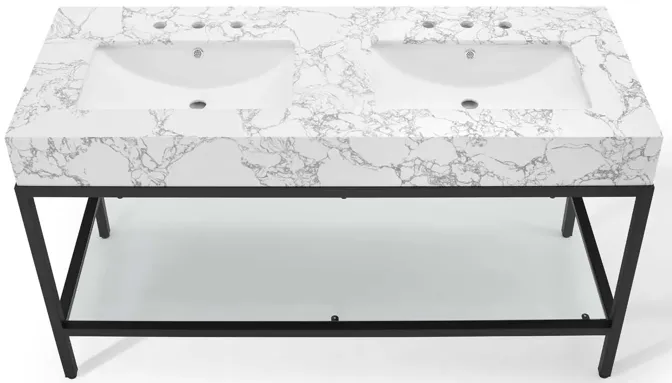 Kingsley 60" Black Stainless Steel Bathroom Vanity