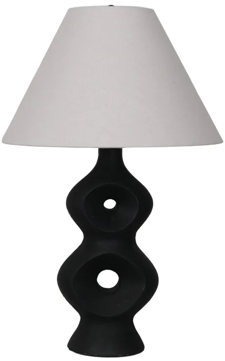 28" Open Cut-out 8 Table Lamp, Black/tan