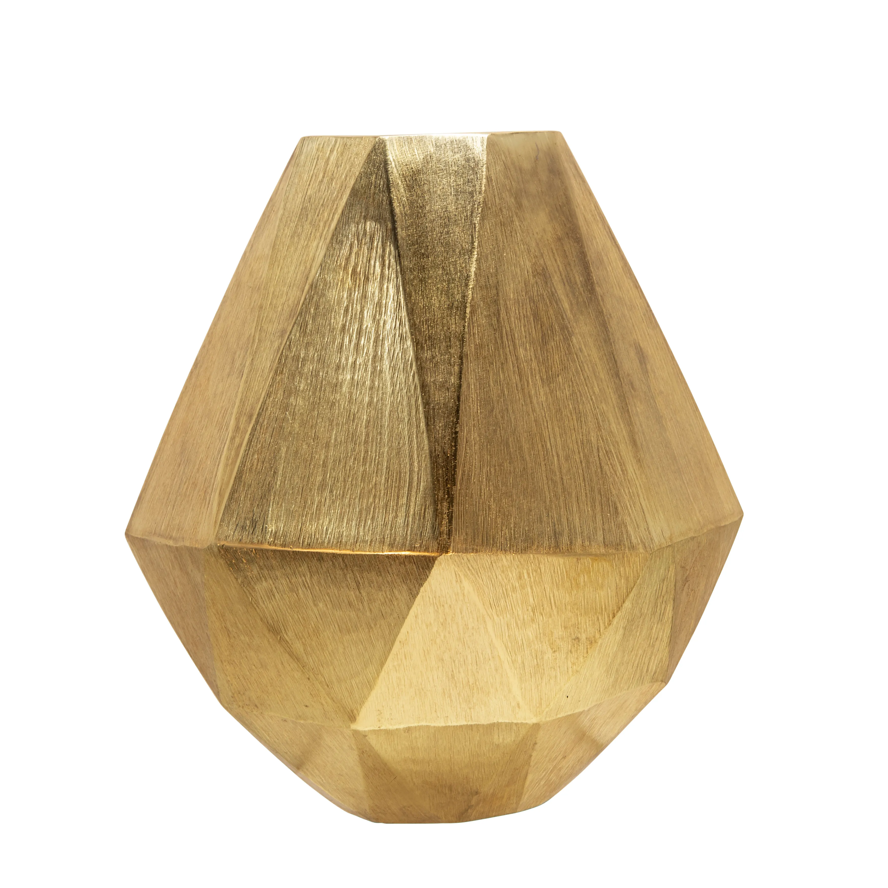 10" Geometric Deco Vase, Gold