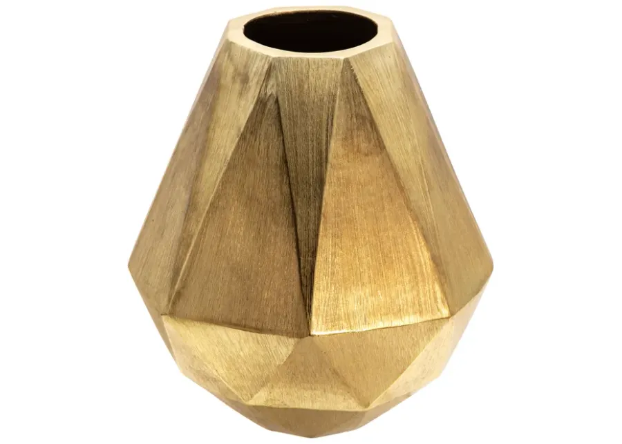 10" Geometric Deco Vase, Gold