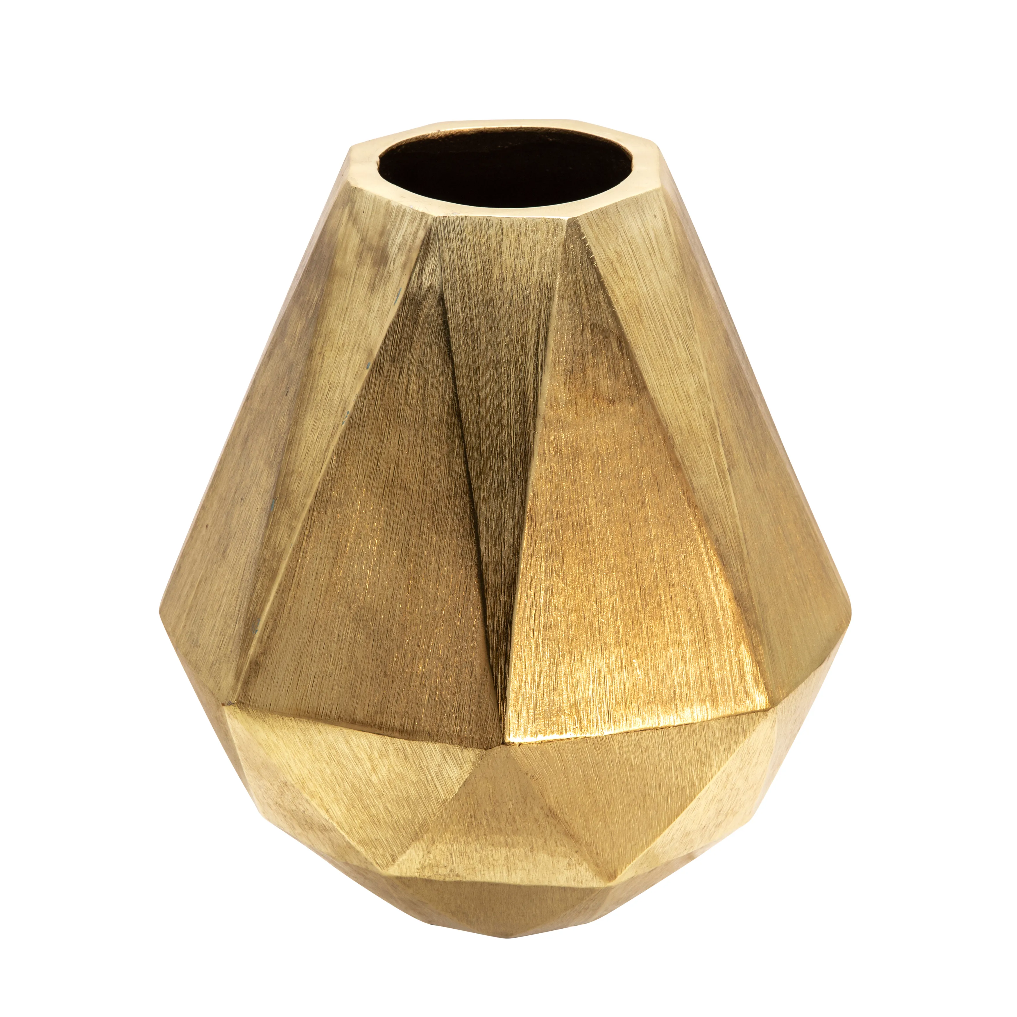 10" Geometric Deco Vase, Gold