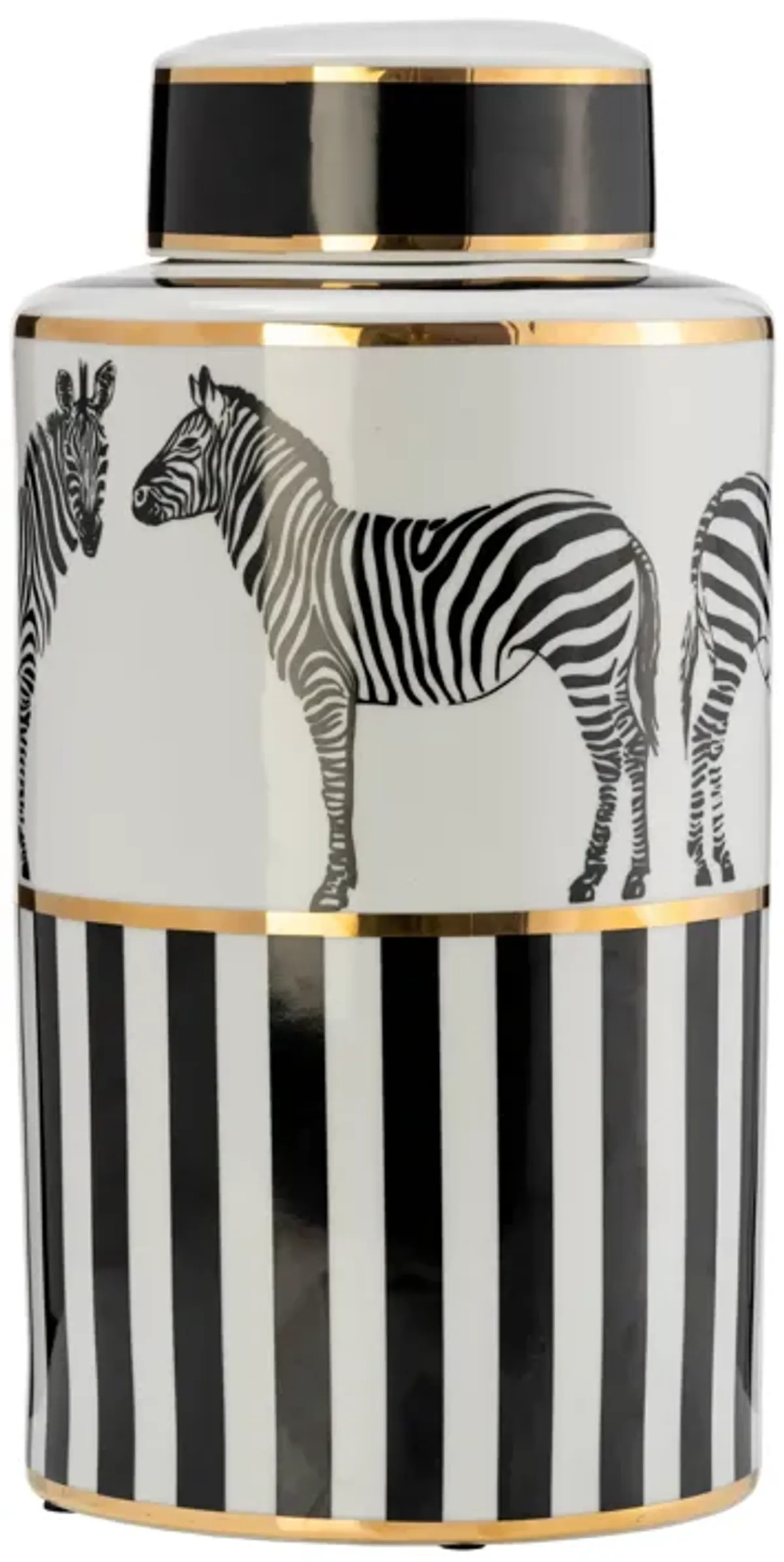 Zebra Lidded Ceramic 16" Jar