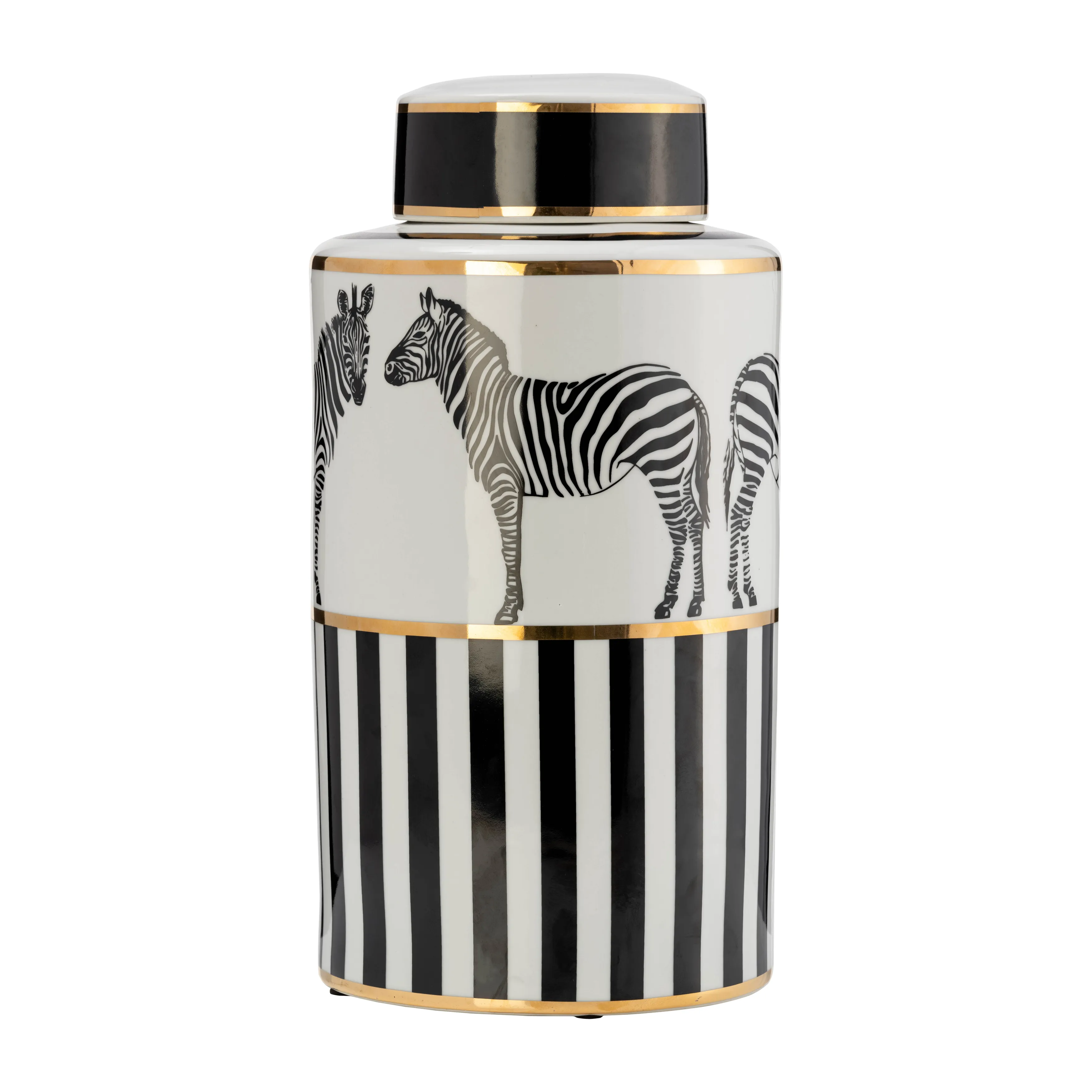 Zebra Lidded Ceramic 16" Jar