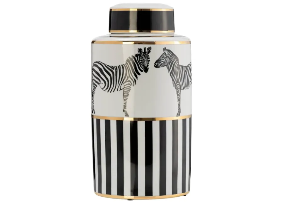 Zebra Lidded Ceramic 16" Jar