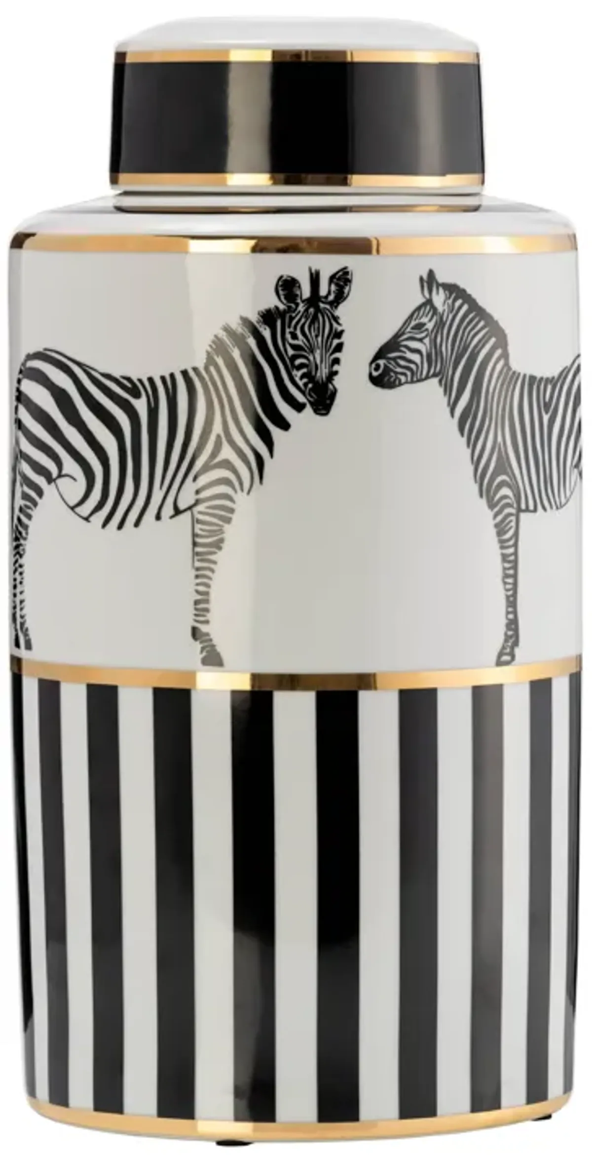 Zebra Lidded Ceramic 16" Jar