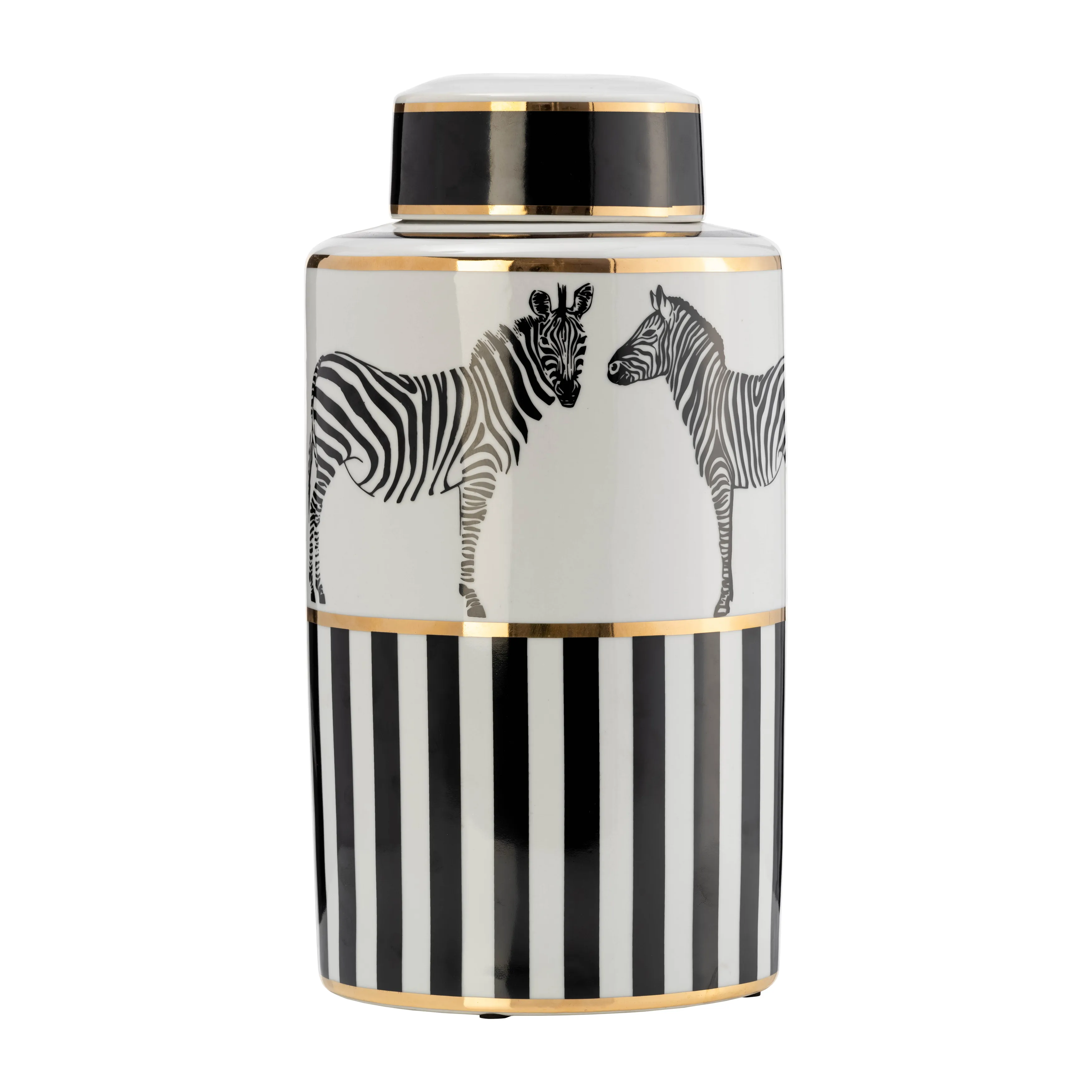 Zebra Lidded Ceramic 16" Jar