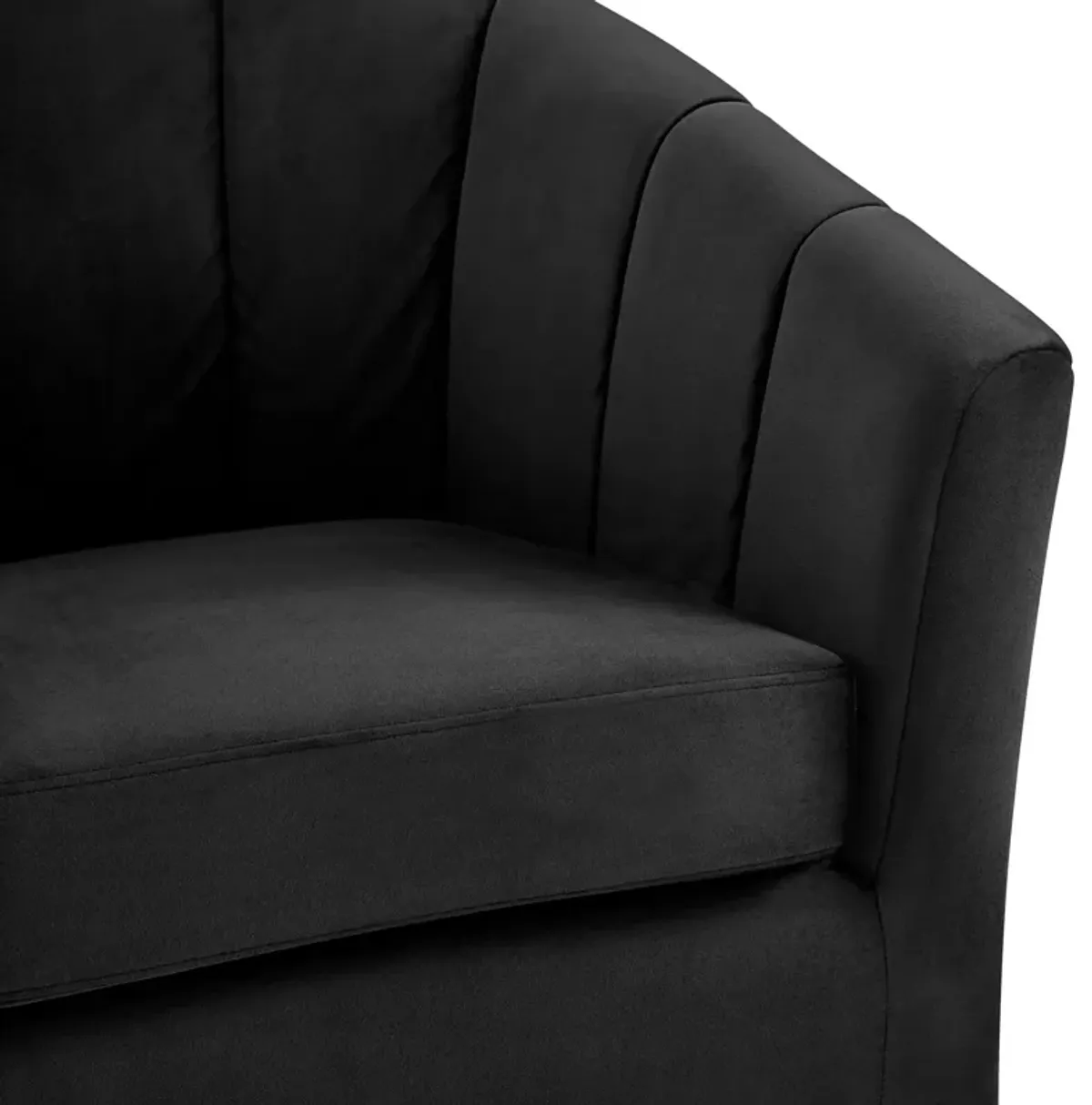 Natasha Velvet Fabric w/ Gold Metal Swivel Accent Arm Chair, Alamo Black 