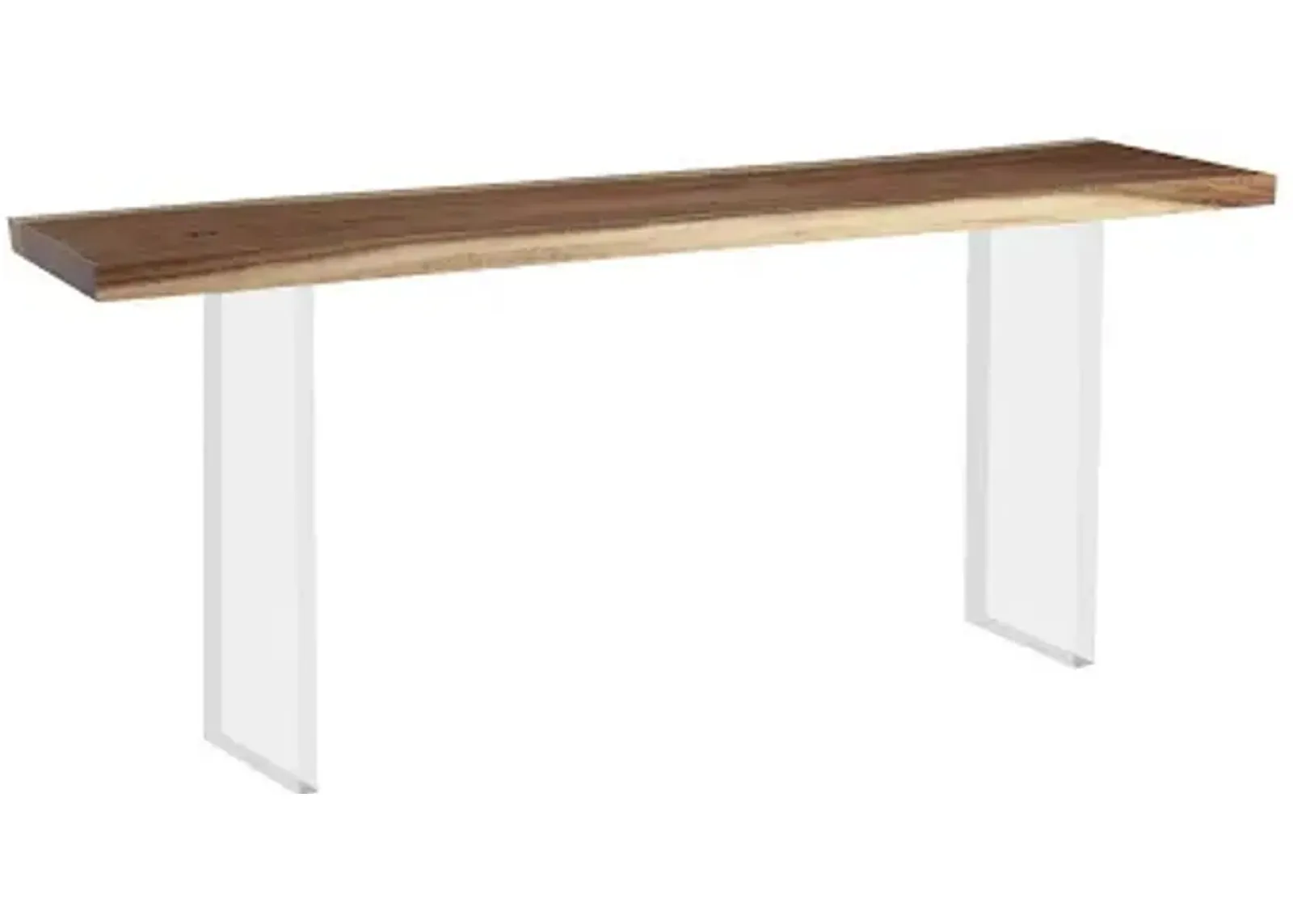 floating console table, acrylic legs