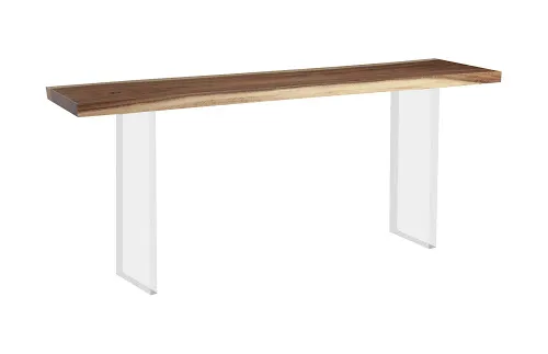 floating console table, acrylic legs