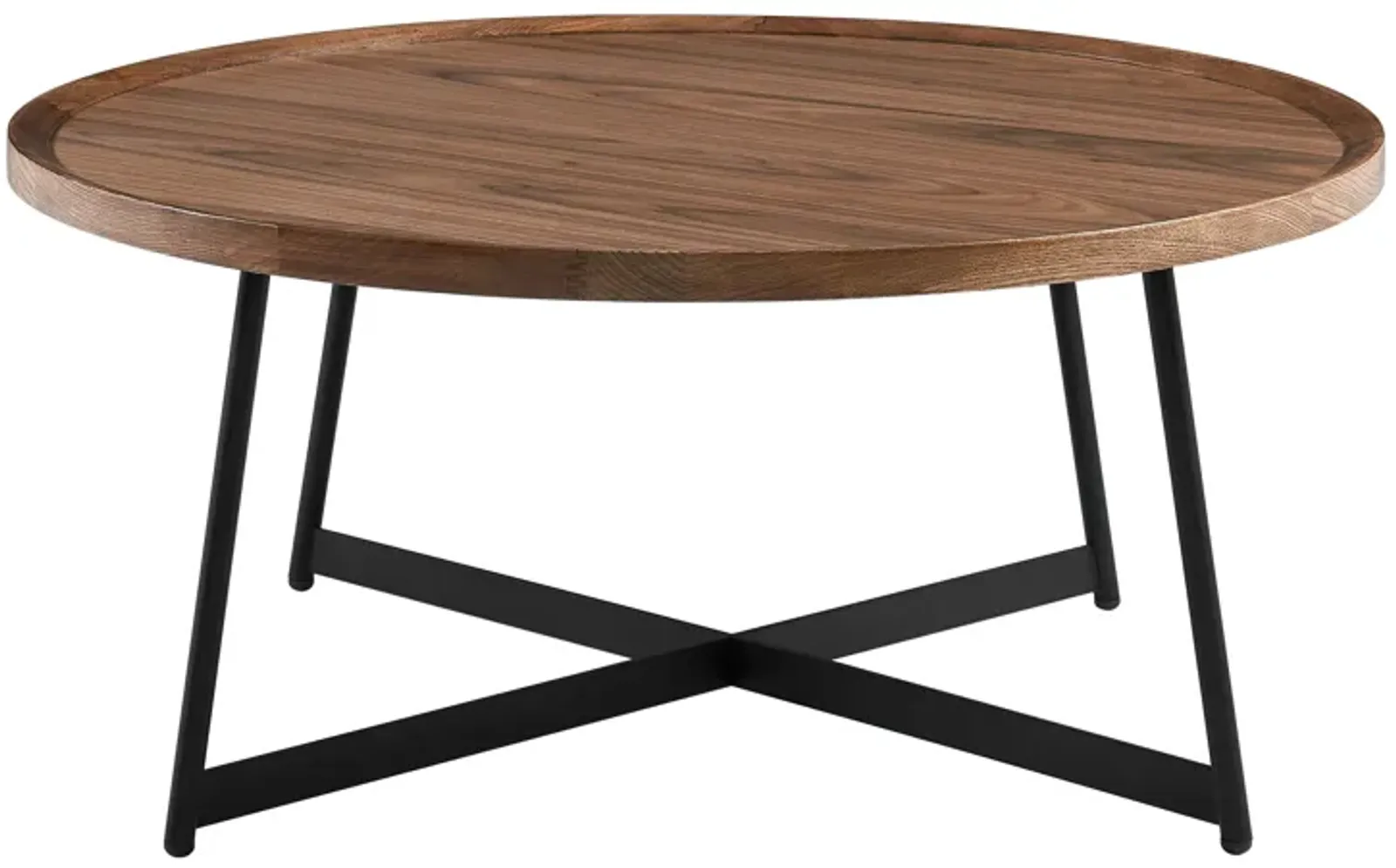 Niklaus 35" Round Coffee Table in American Walnut with Black Base