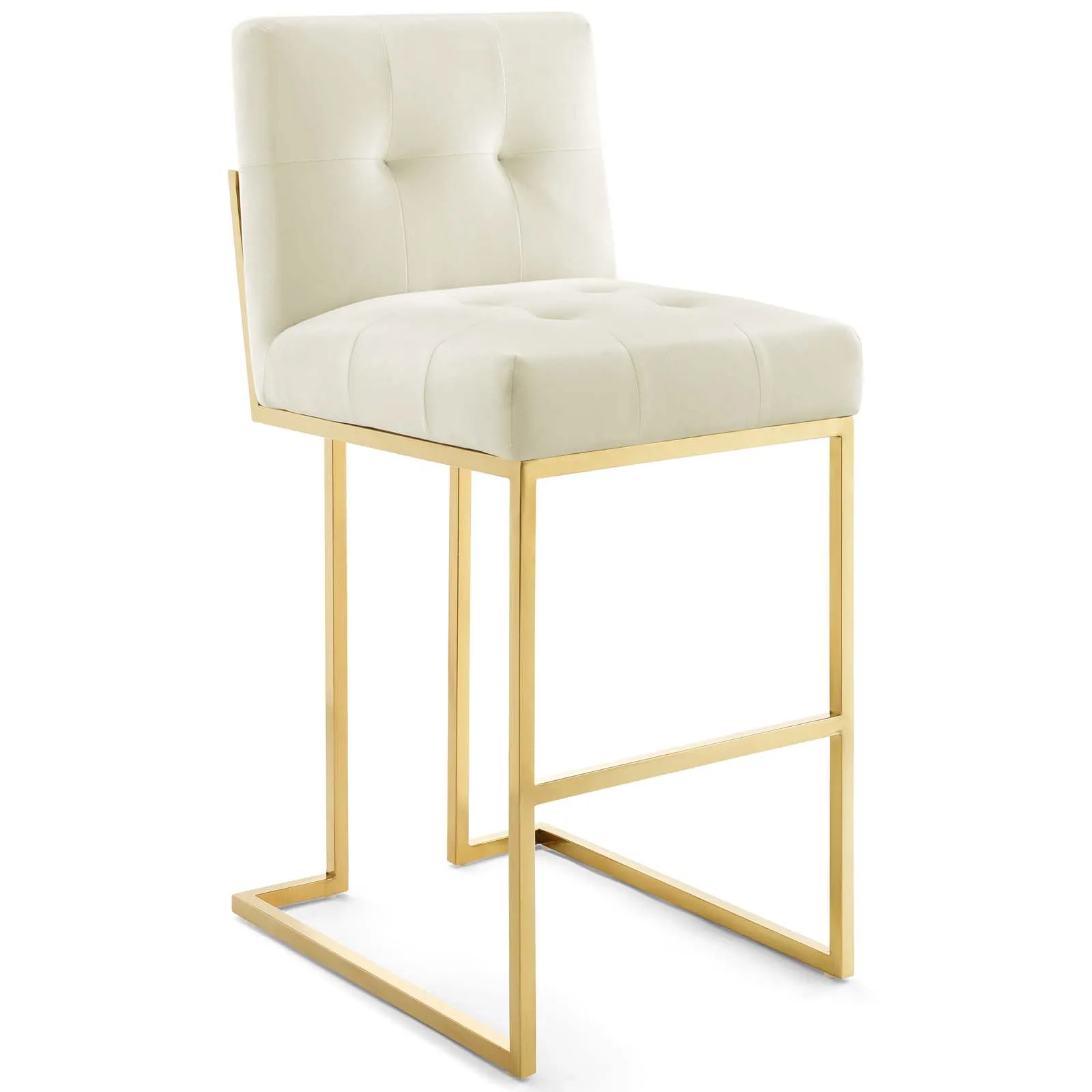 Privy Gold Stainless Steel Performance Velvet Bar Stool Set of 2