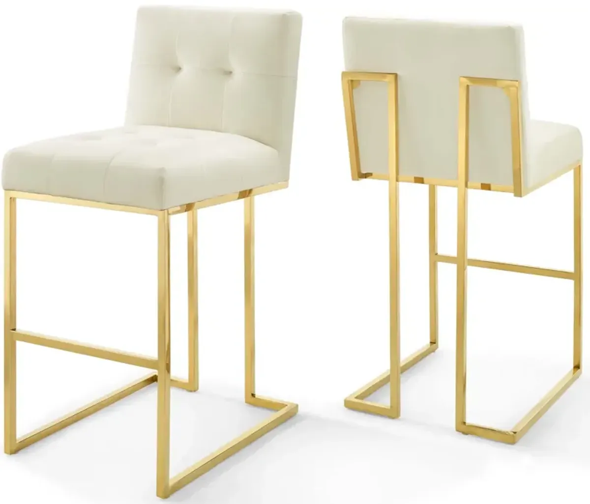 Privy Gold Stainless Steel Performance Velvet Bar Stool Set of 2