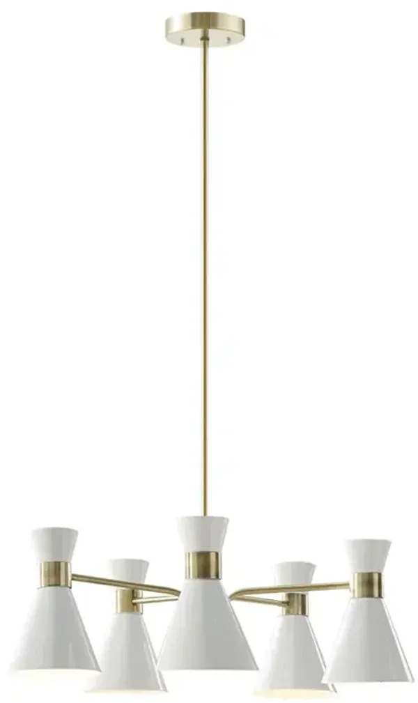 INK+IVY Ezra Antique Brass/White 5-Light Metal Chandelier