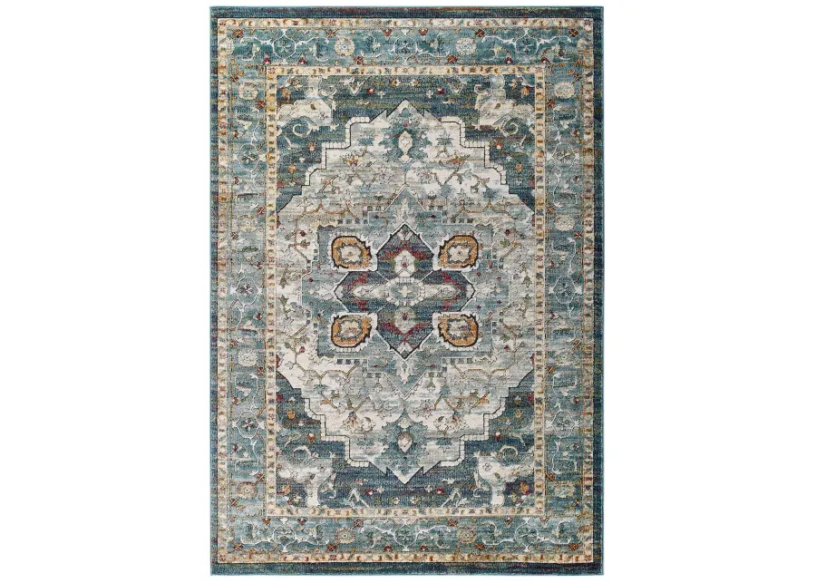 Tribute Diantha Distressed Vintage Floral Persian Medallion 5x8 Area Rug