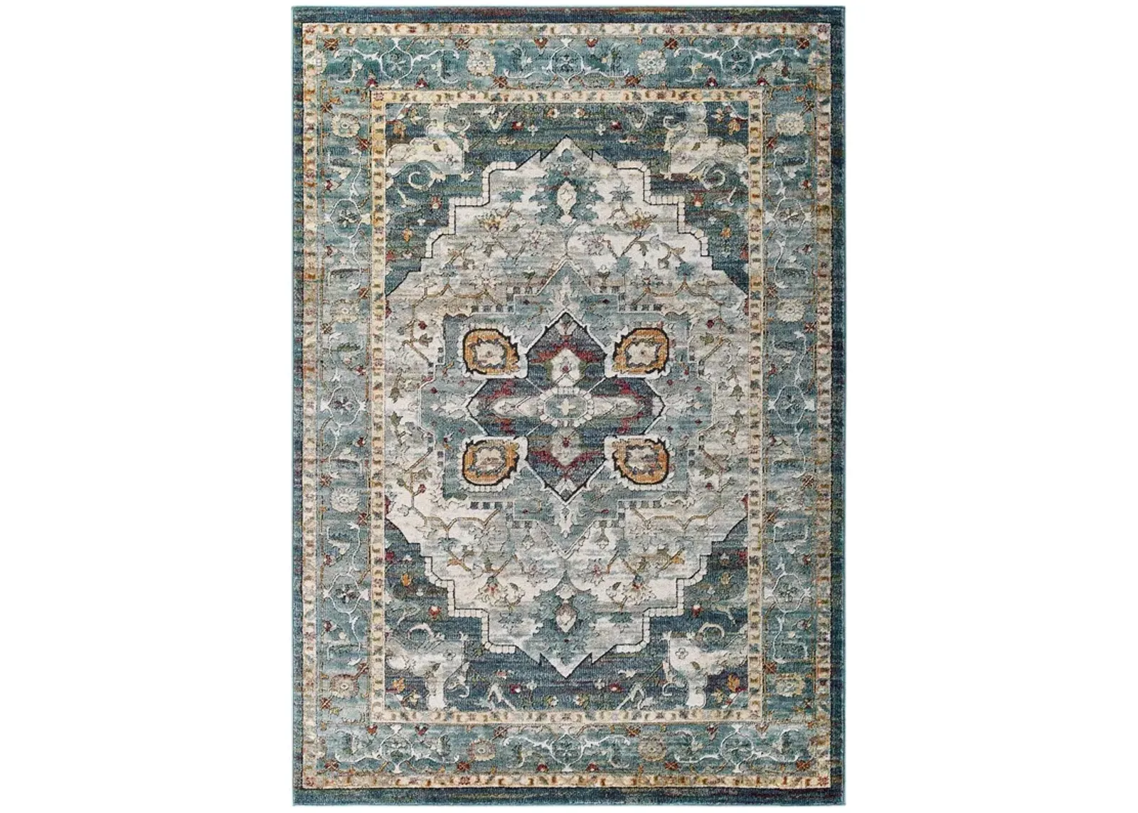 Tribute Diantha Distressed Vintage Floral Persian Medallion 5x8 Area Rug