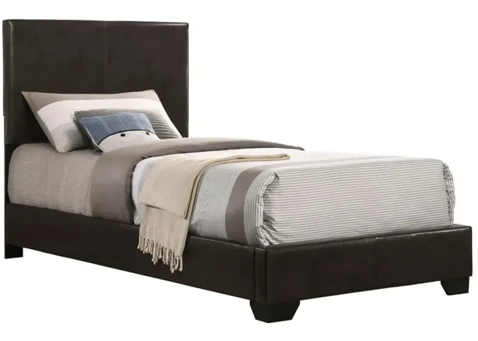 Conner Twin Upholstered Panel Bed Dark Brown