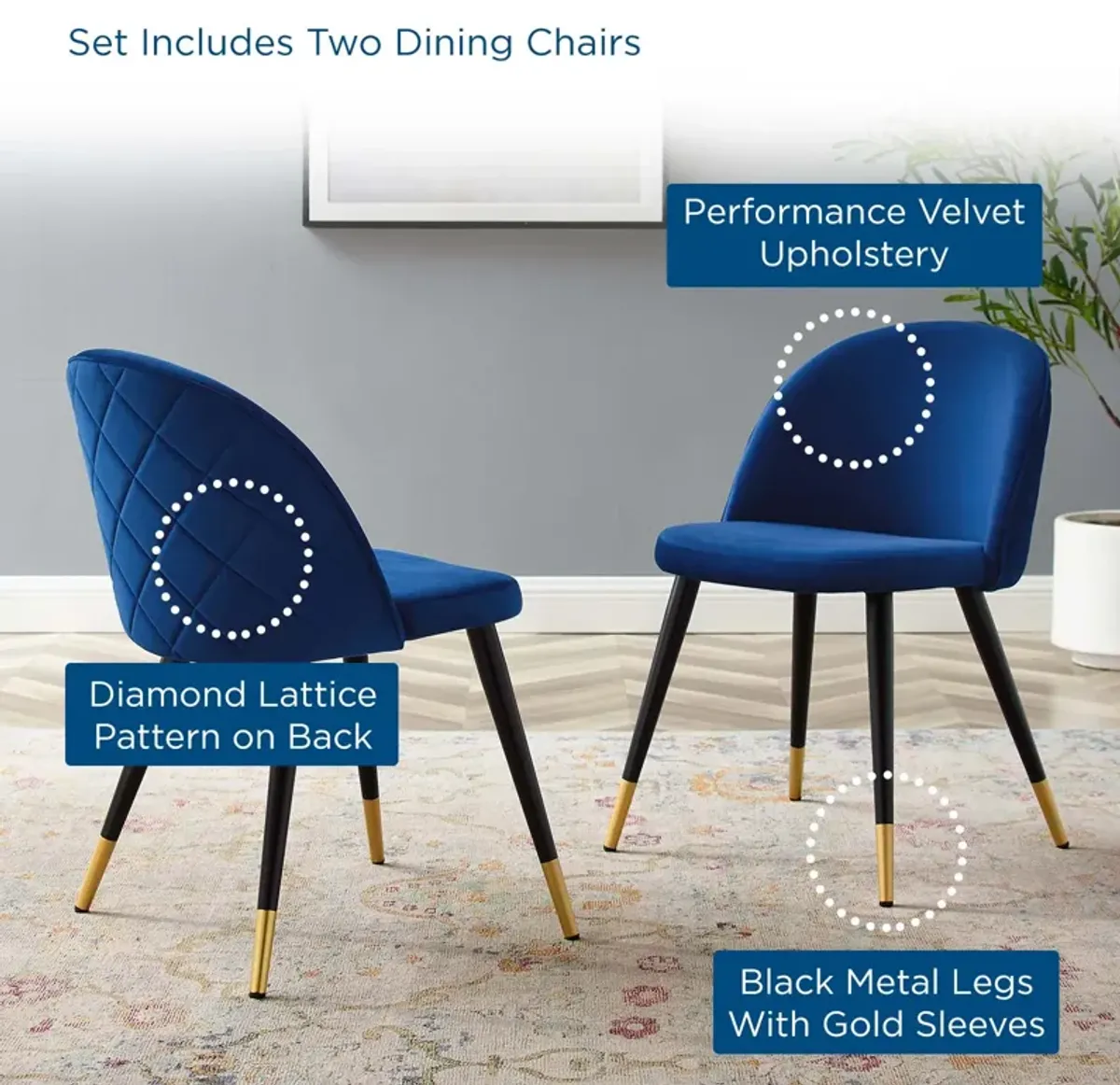 Cordial Performance Velvet Dining Chairs - Set of 2