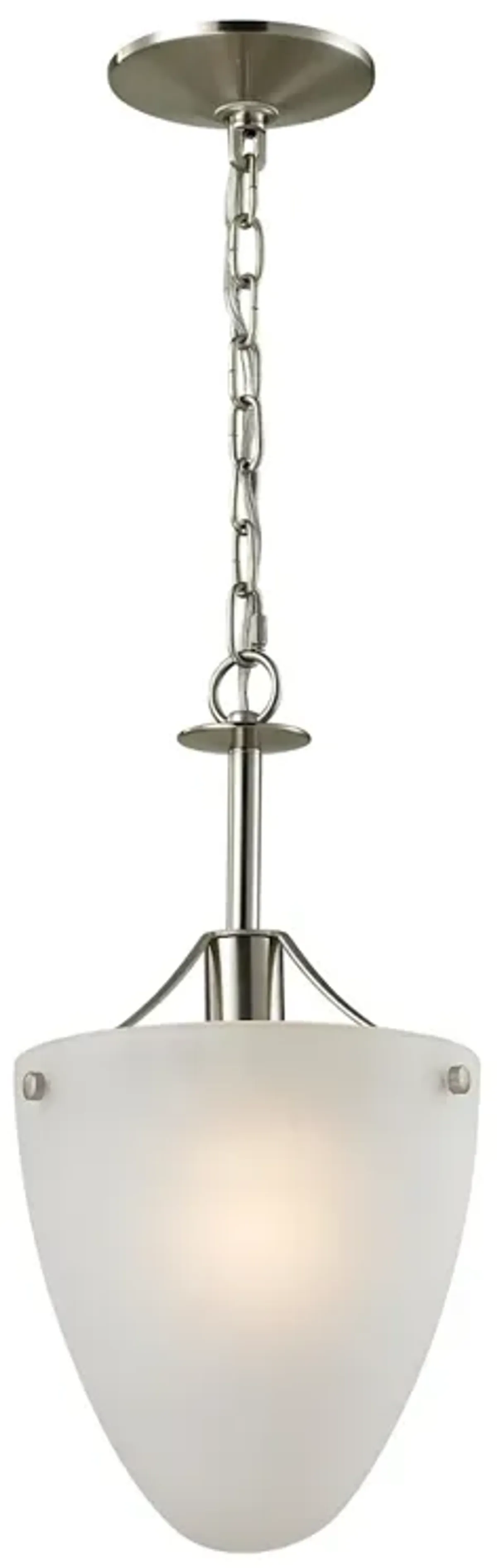 Jackson 1-Light Semi Flush in Brushed Nickel with White Glass - Includes LED Bulbs