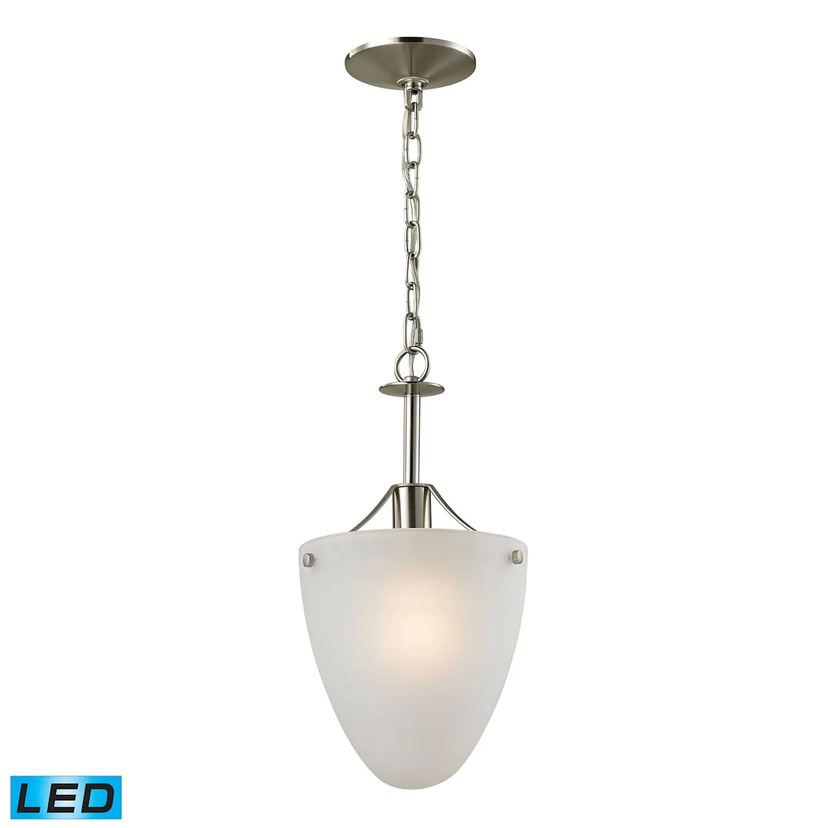 Jackson 1-Light Semi Flush in Brushed Nickel with White Glass - Includes LED Bulbs