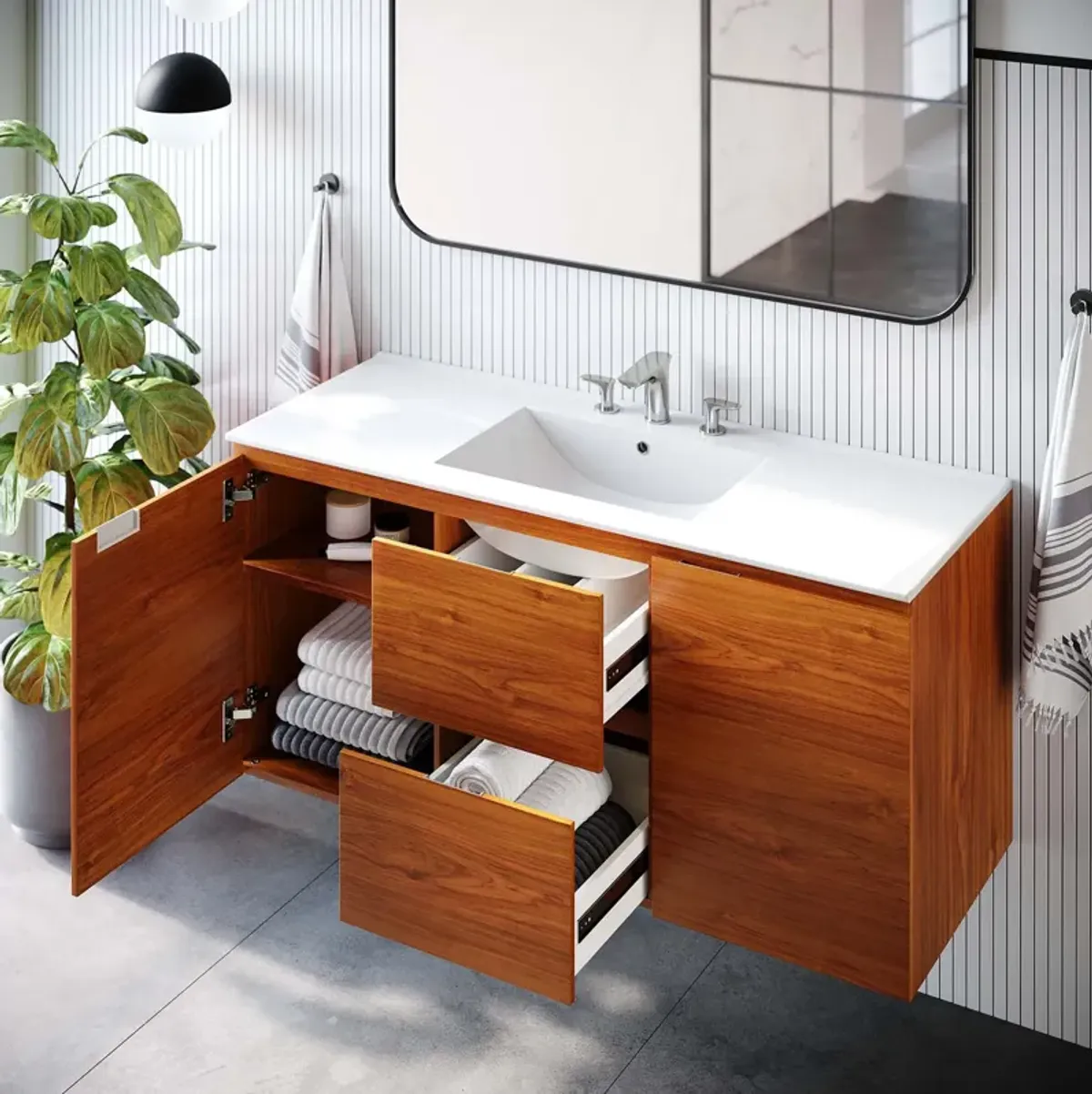 Scenic 48" Wall-Mount Bathroom Vanity