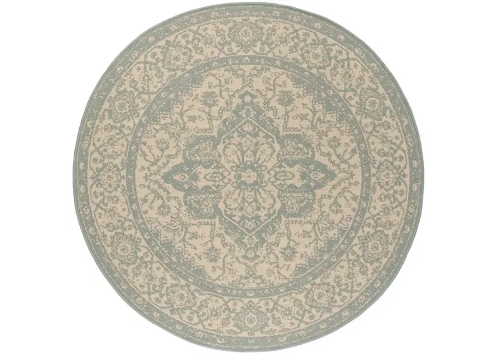 LINDEN 137 Collection LND137L-6R Cream / Aqua 6'-7" X 6'-7" Round