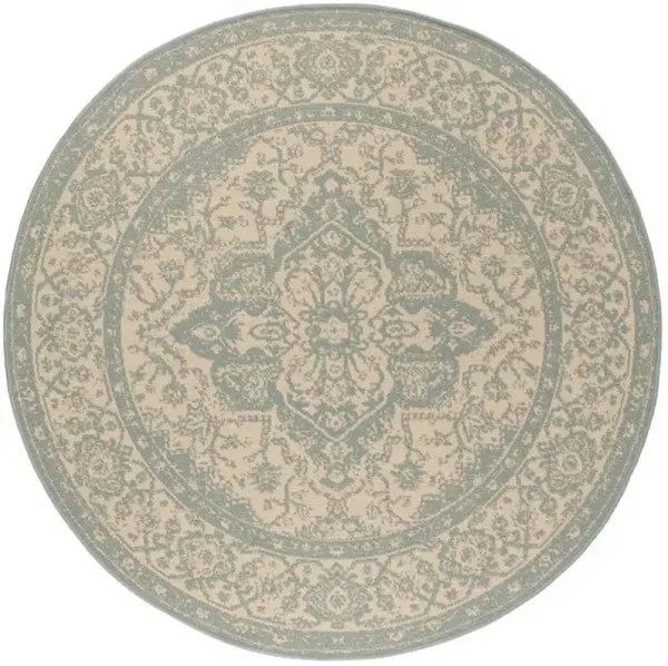 LINDEN 137 Collection LND137L-6R Cream / Aqua 6'-7" X 6'-7" Round