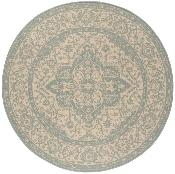 LINDEN 137 Collection LND137L-6R Cream / Aqua 6'-7" X 6'-7" Round