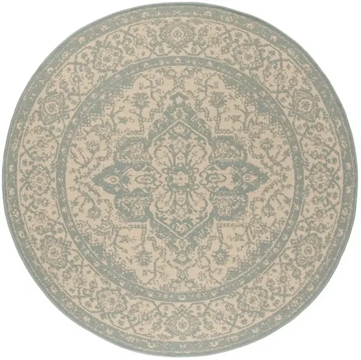 LINDEN 137 Collection LND137L-6R Cream / Aqua 6'-7" X 6'-7" Round