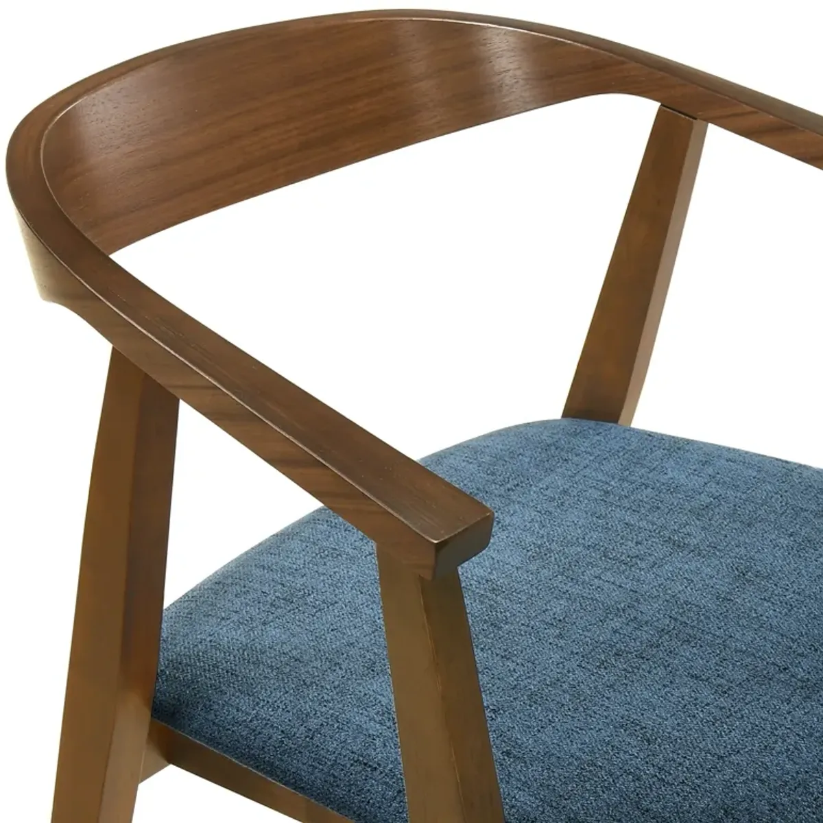 Santana Wood Dining Chair in Walnut Finish with Blue Fabric - Set of 2