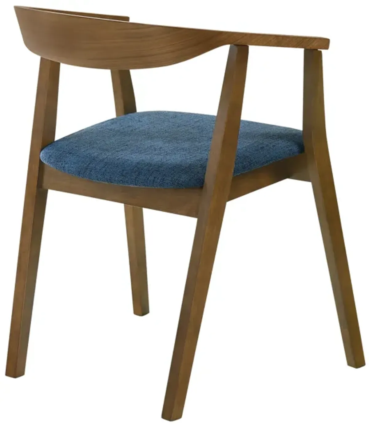 Santana Wood Dining Chair in Walnut Finish with Blue Fabric - Set of 2