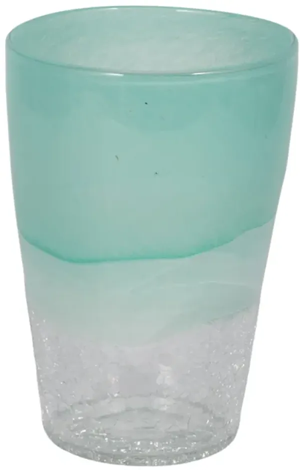 9" Fluted Glass Vase, Aqua Haze