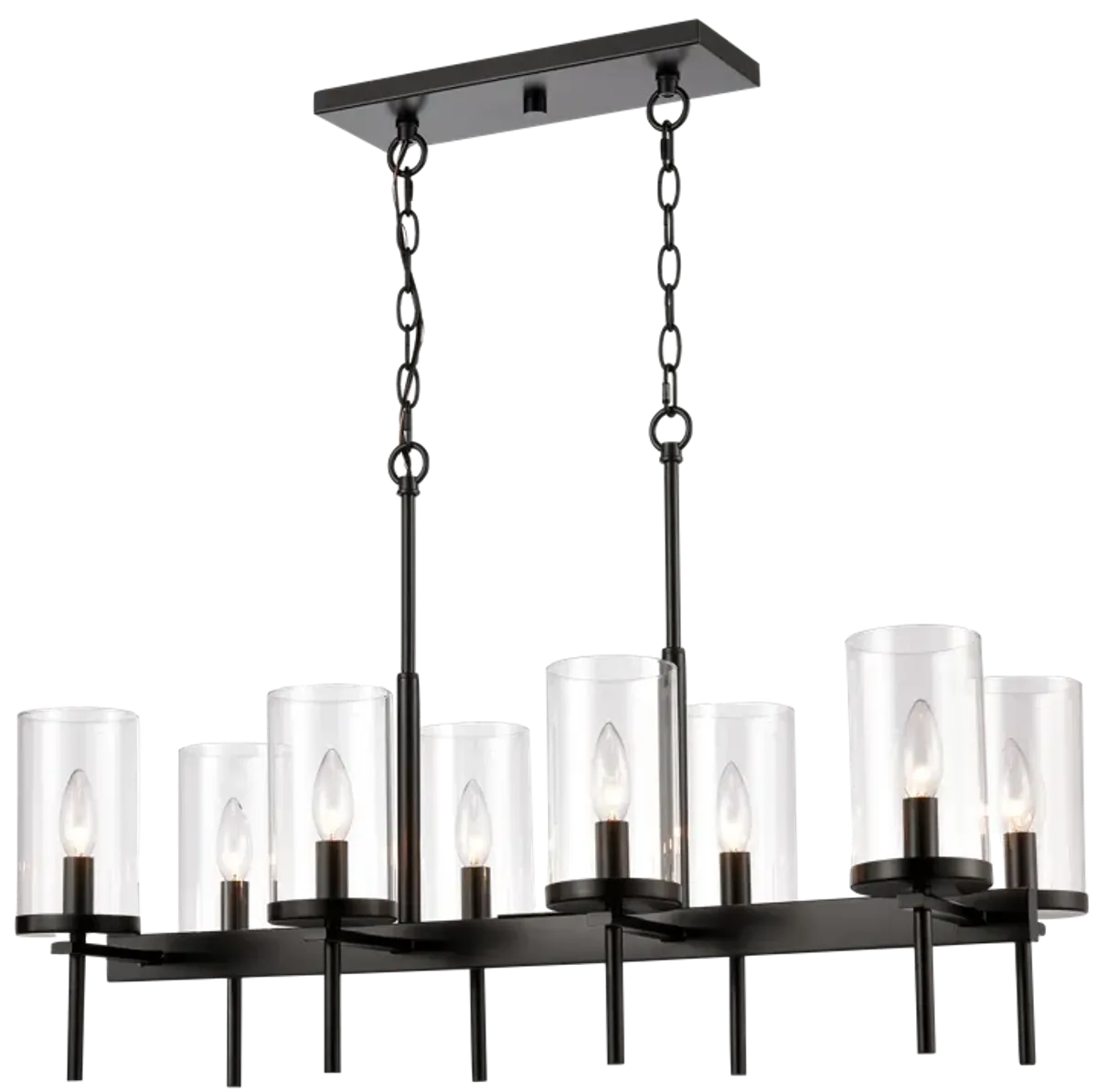 Oakland 32.5" Wide 8-Light Linear Chandelier - Black