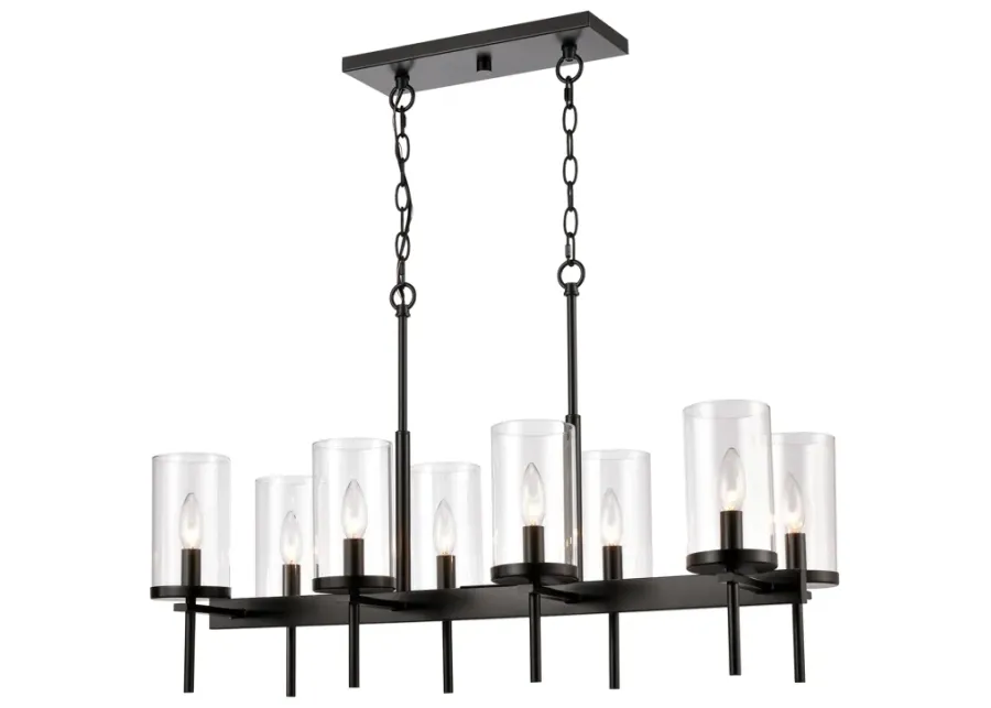 Oakland 32.5" Wide 8-Light Linear Chandelier - Black