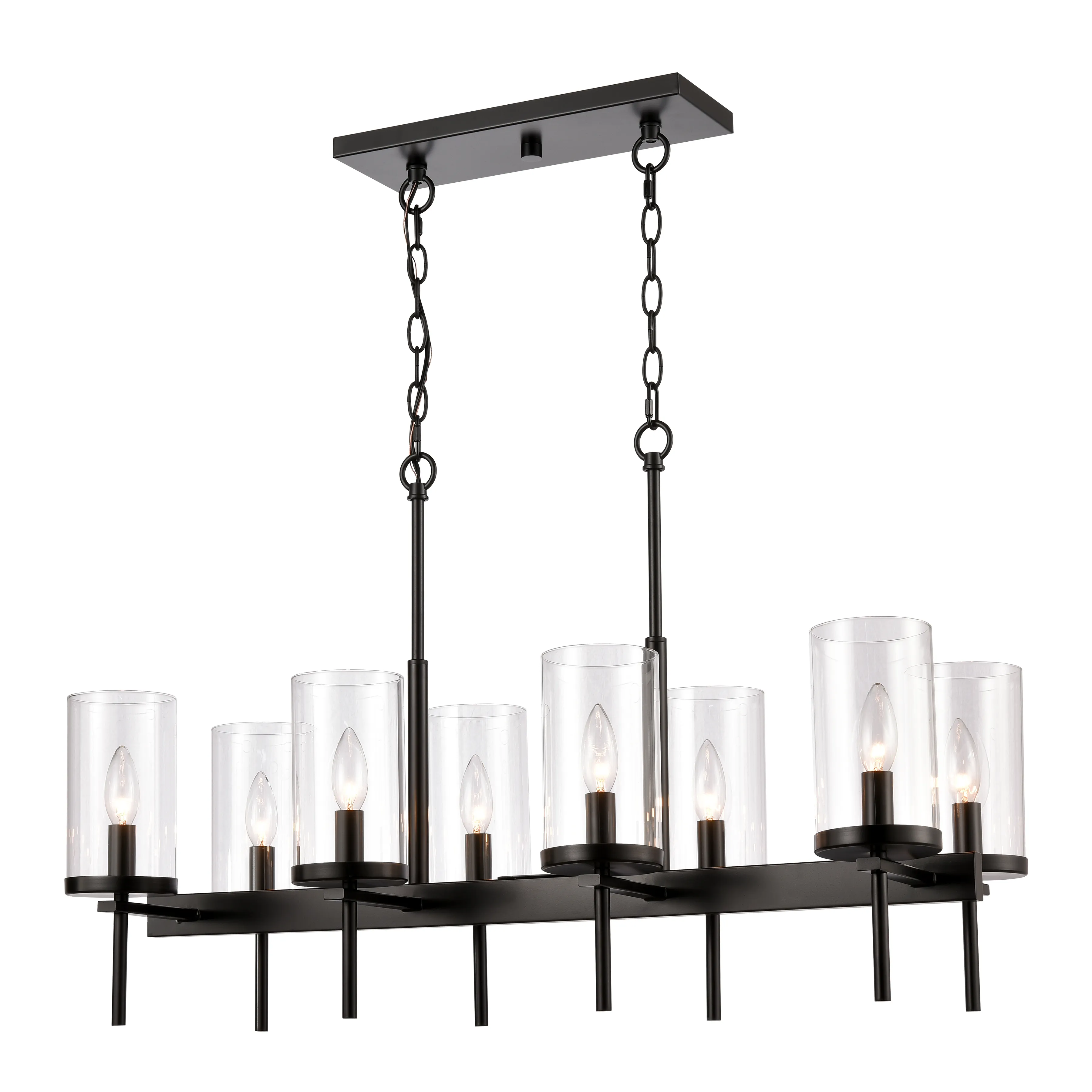 Oakland 32.5" Wide 8-Light Linear Chandelier - Black