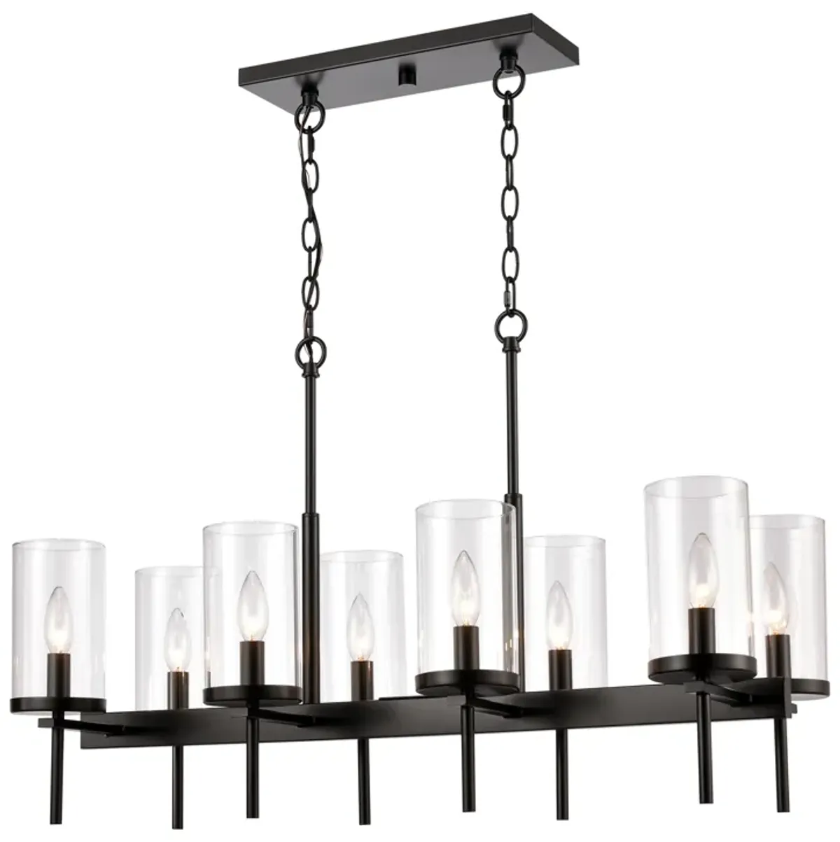 Oakland 32.5" Wide 8-Light Linear Chandelier - Black