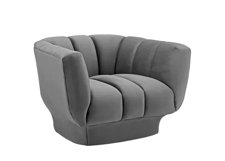 Entertain Vertical Channel Tufted Performance Velvet Armchair