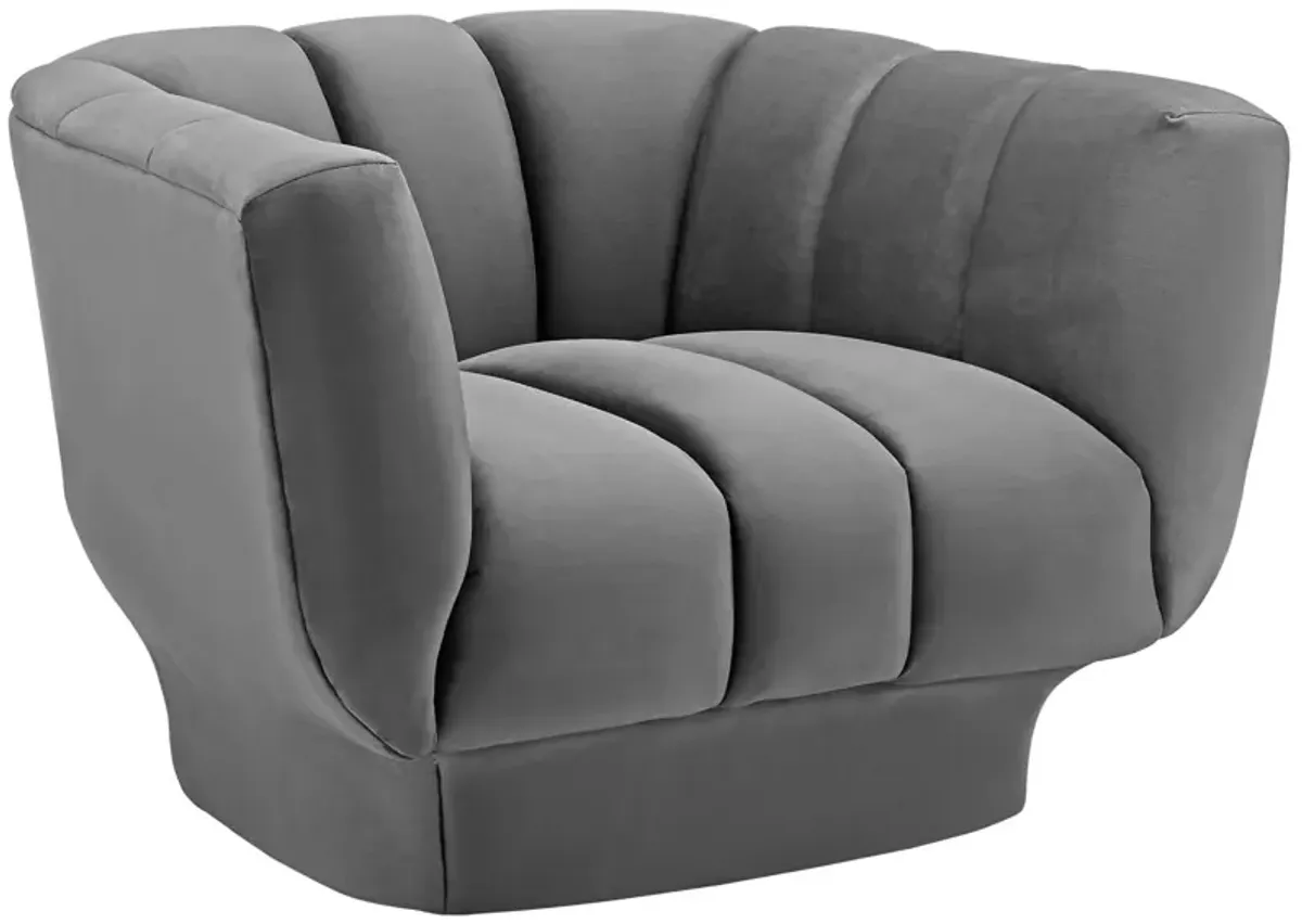 Entertain Vertical Channel Tufted Performance Velvet Armchair