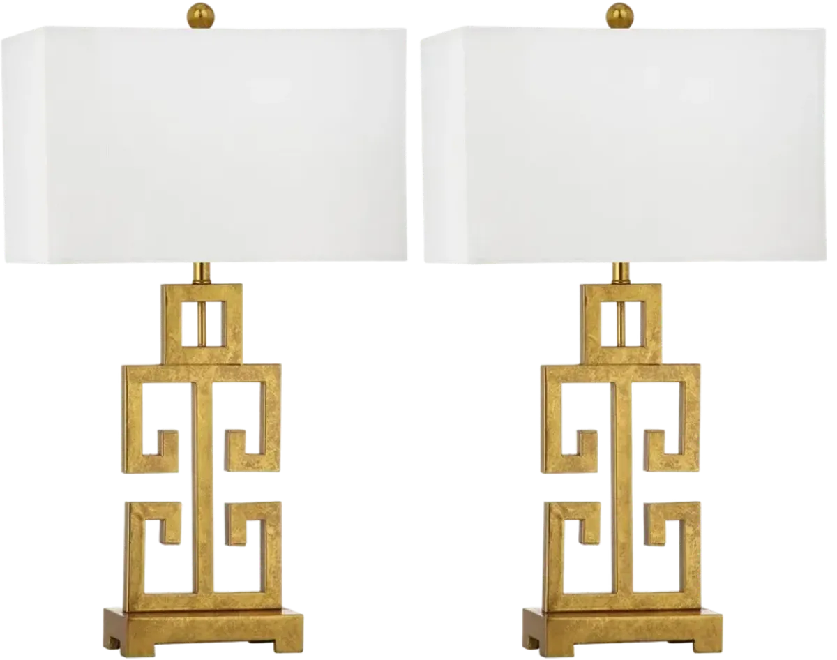 Greek Key Table Lamps - Set of 2