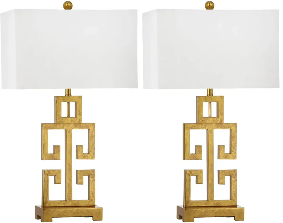 Greek Key Table Lamps - Set of 2