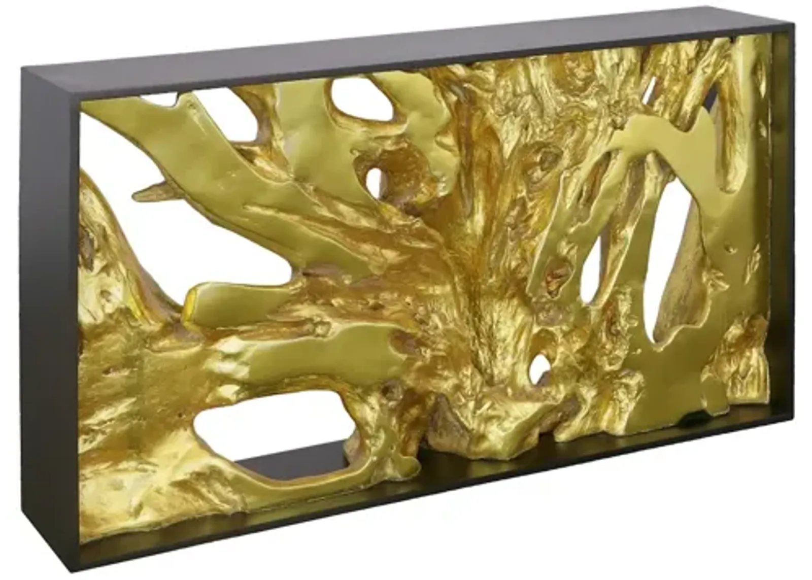 Cast Root Framed Console Table, Wood Frame, Resin, Gold Leaf