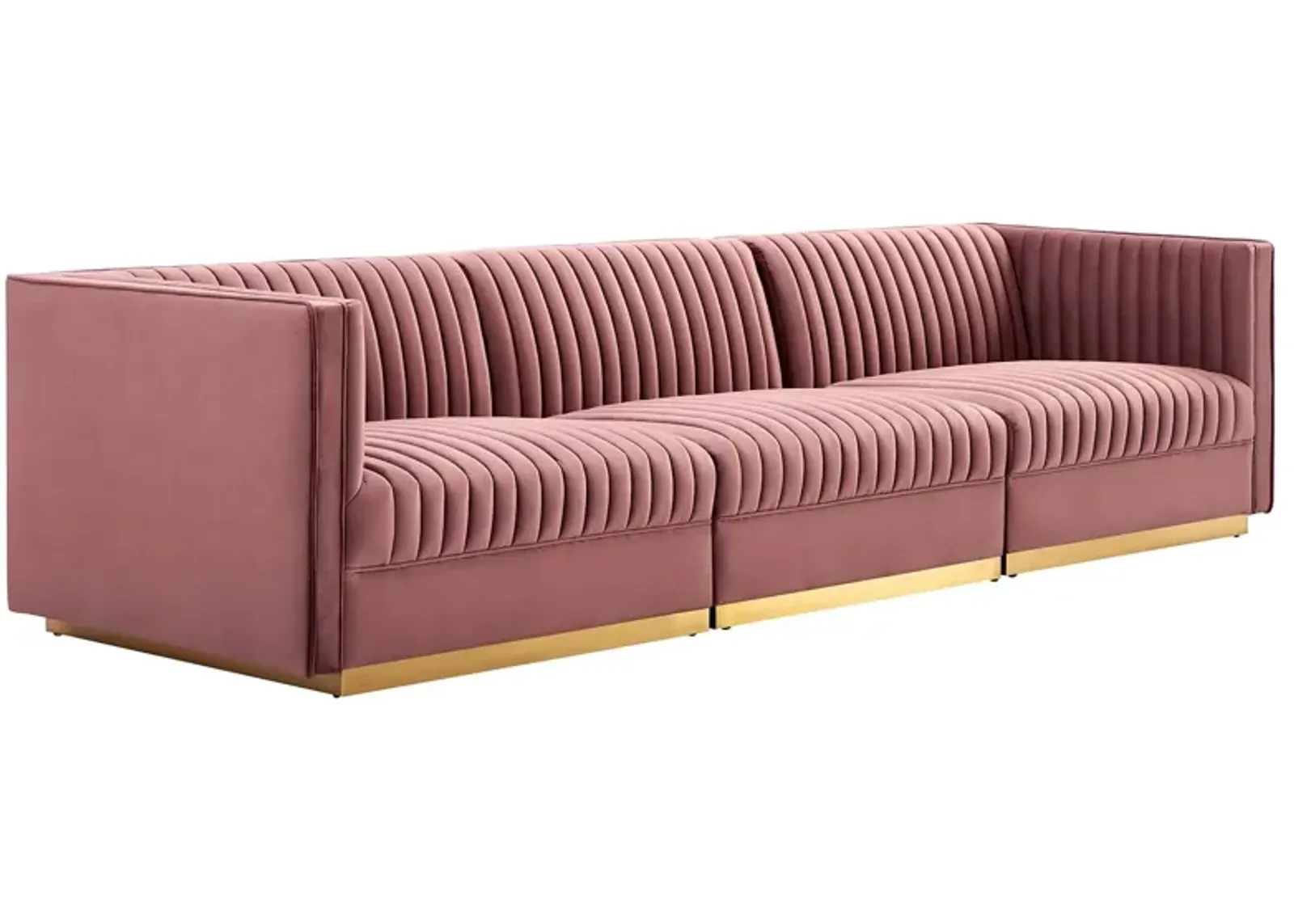 Sanguine Channel Tufted Performance Velvet 3-Seat Modular Sectional Sofa