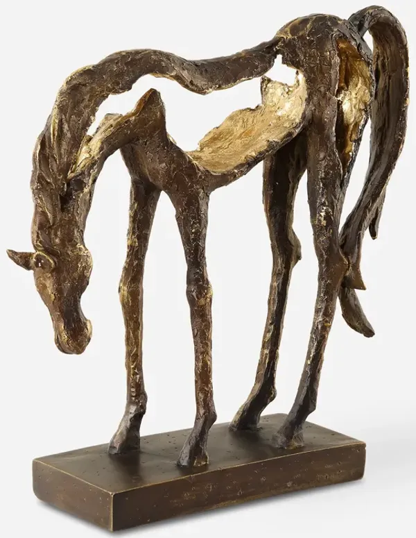 Openly Grazing Horse Sculpture
