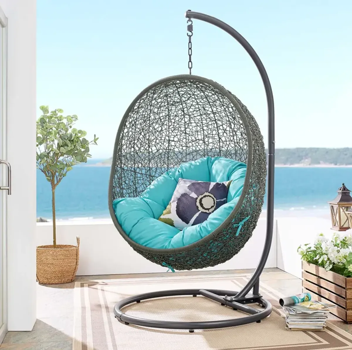 Hide Outdoor Patio Swing Chair With Stand