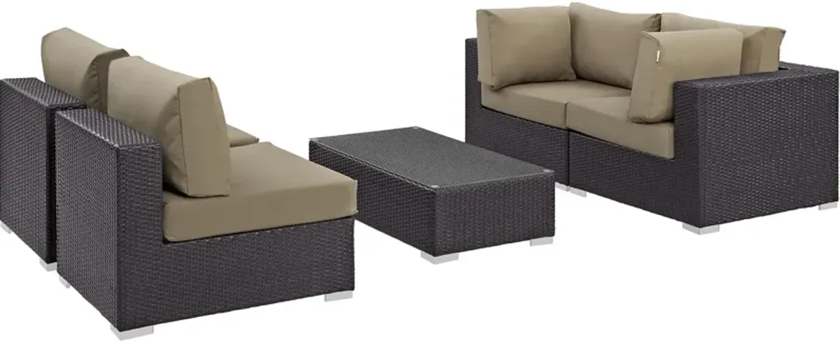 Convene 5 Piece Outdoor Patio Sectional Set