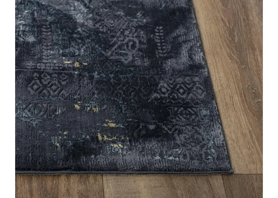 Emerge Gray/Black  Polyester 2'7" x 9'6" Runner Rug